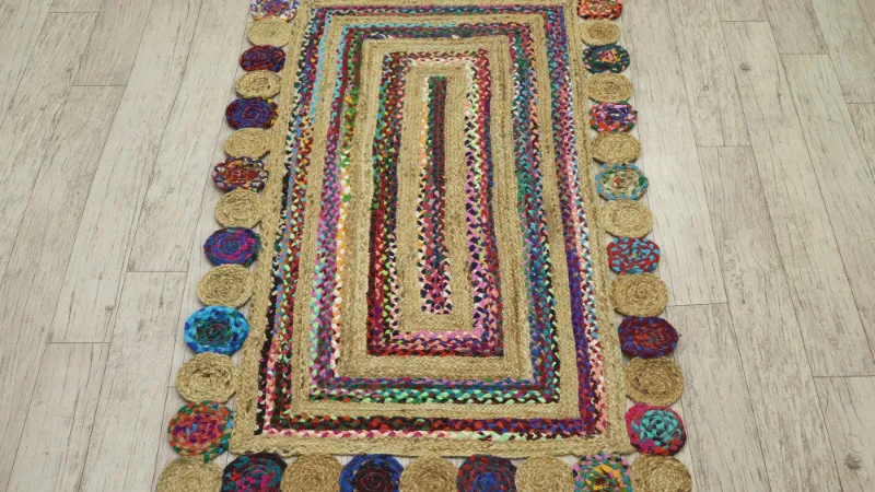 Braided rug in natural tones