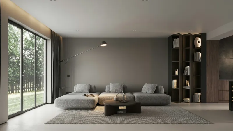 Minimal grey living room