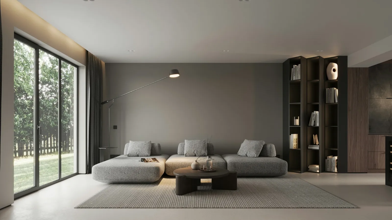 Minimal grey living room