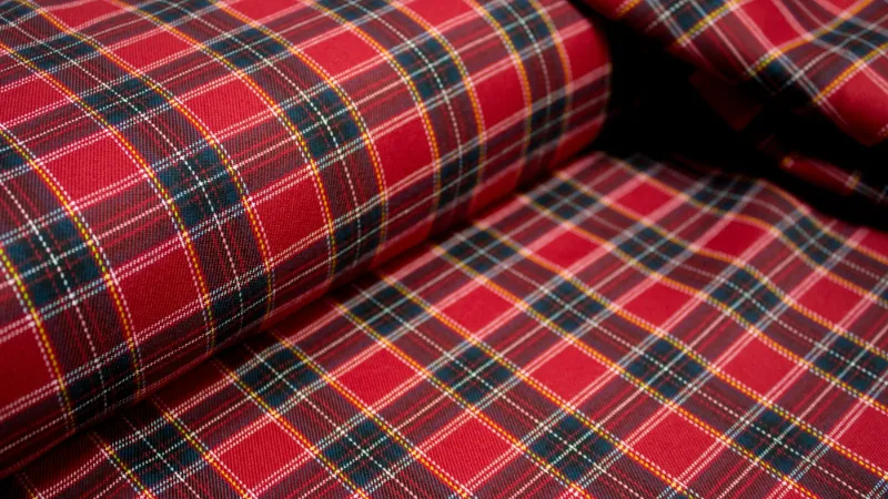 Red tartan fabric