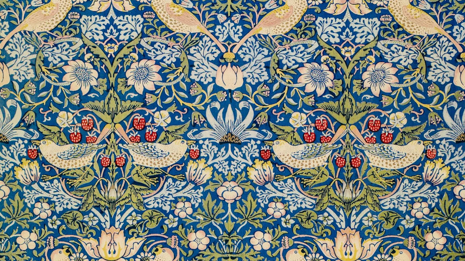 Traditional floral textile with birds